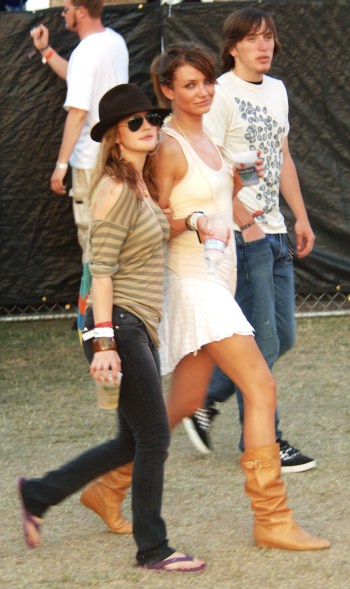 Drew Barrymore and Cameron Diaz attend the Coachella Valley Music and Arts Festival